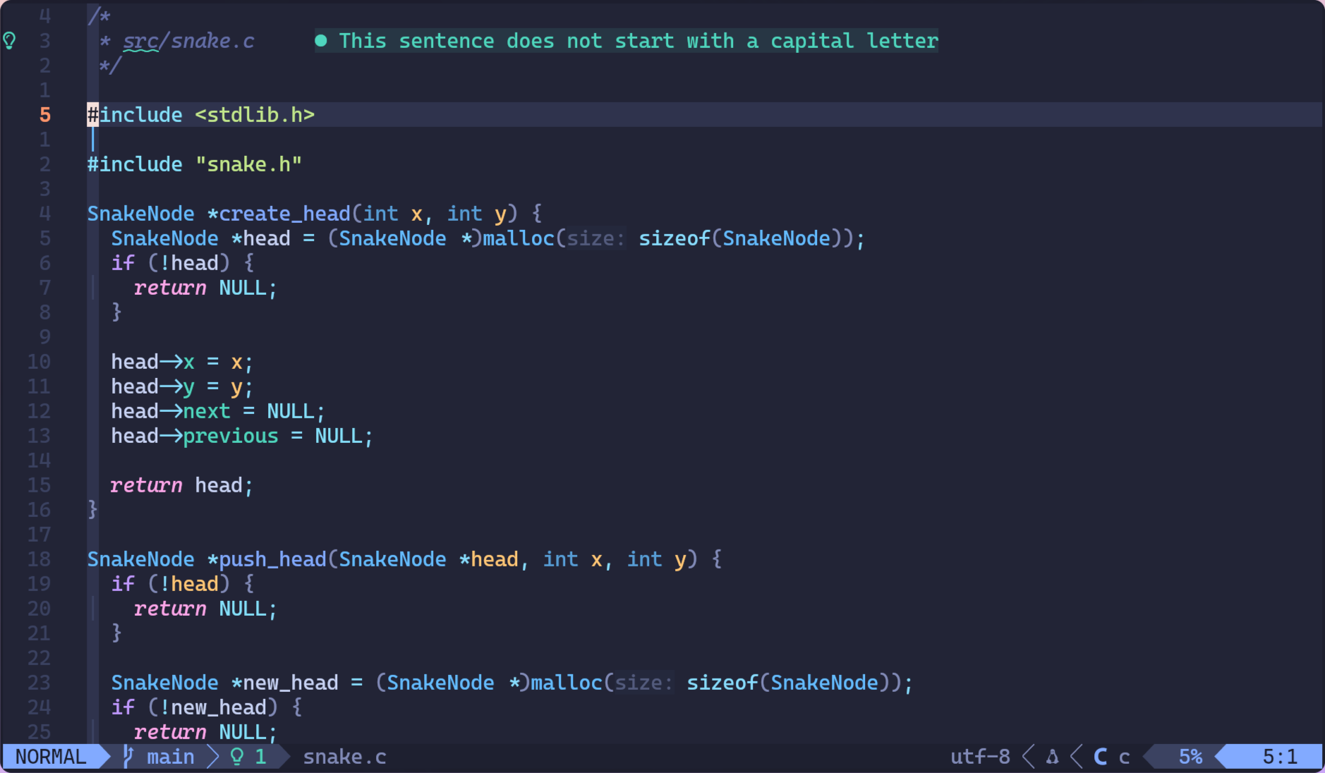 Code from Cnake