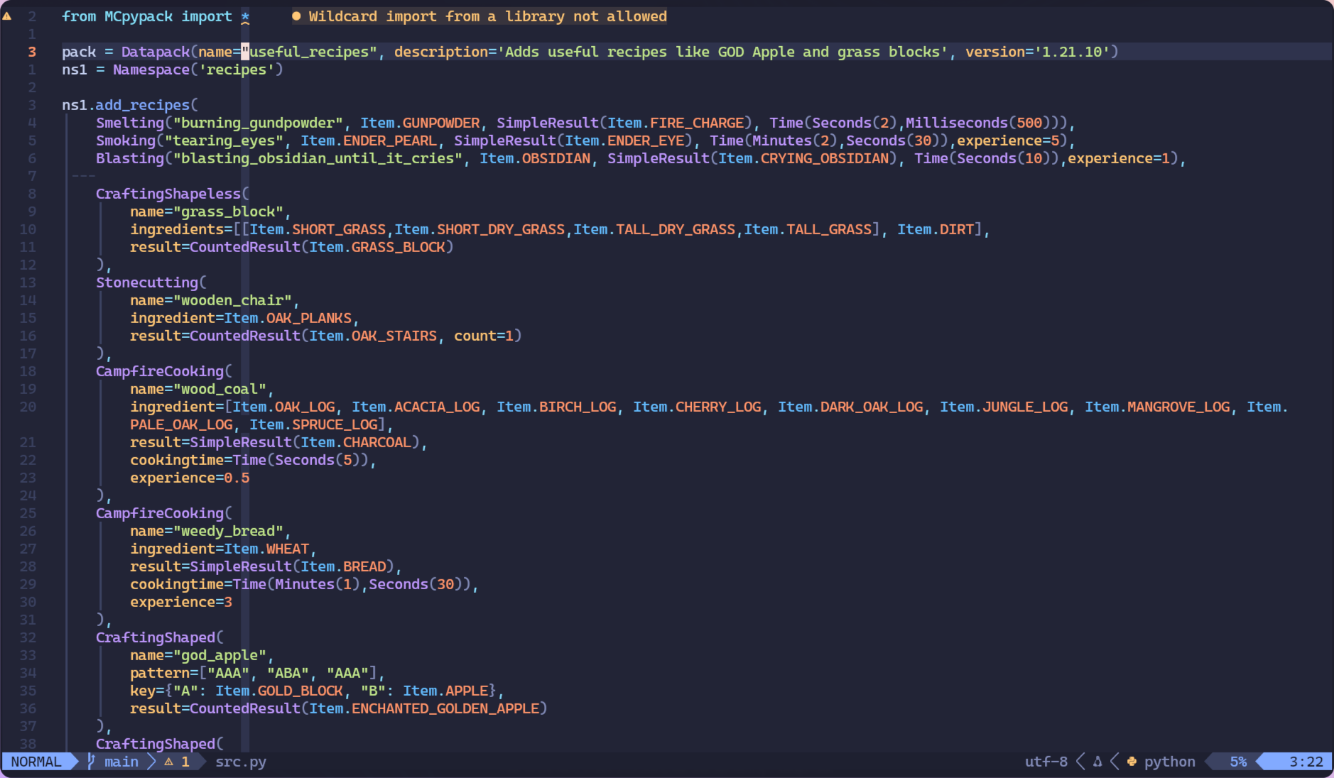 Showcase of code using MCpypack